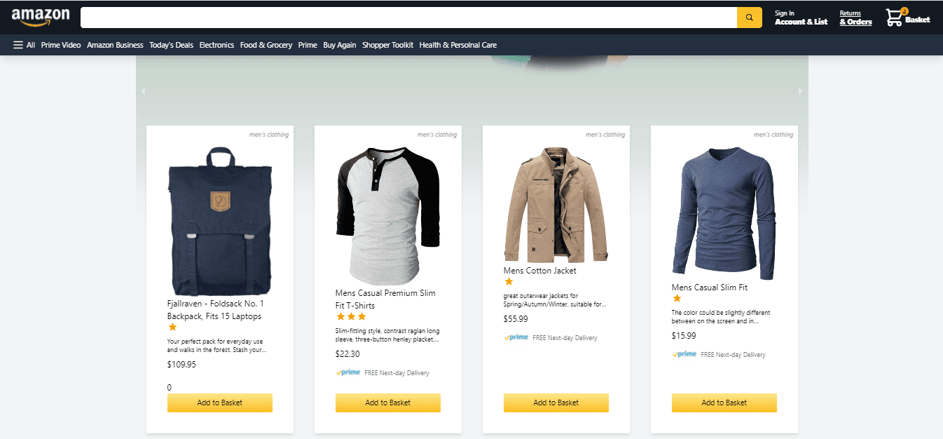 Amazon Clone project interface